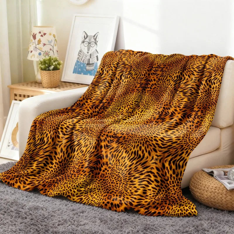 Soft Leopard Flannel Throw Blanket
