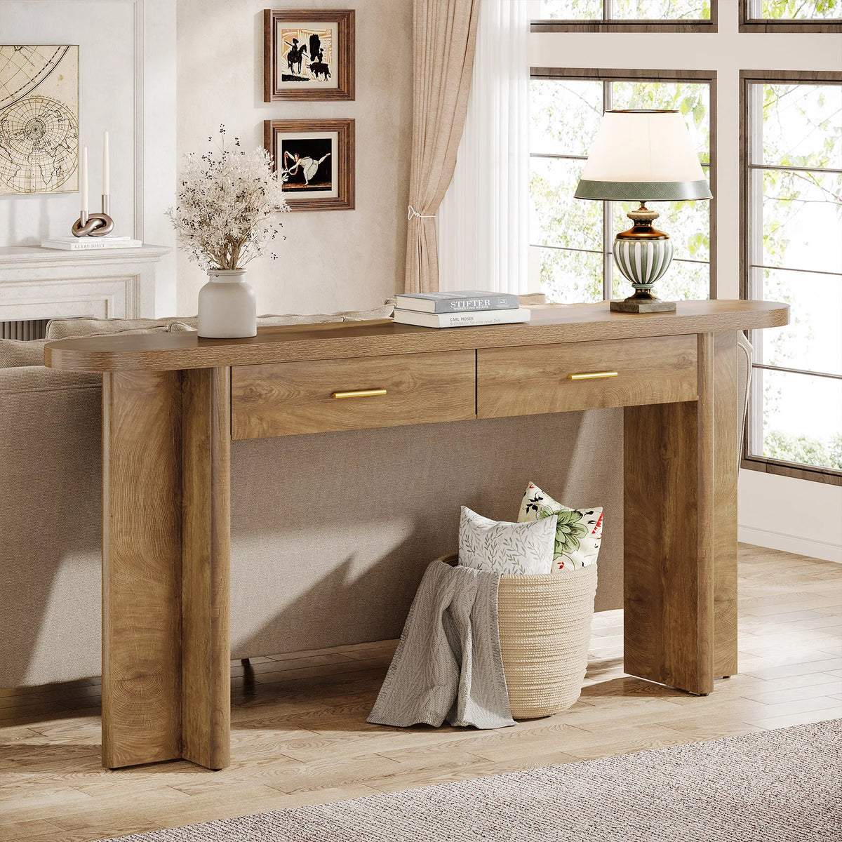 Farmhouse Console Table With Drawers