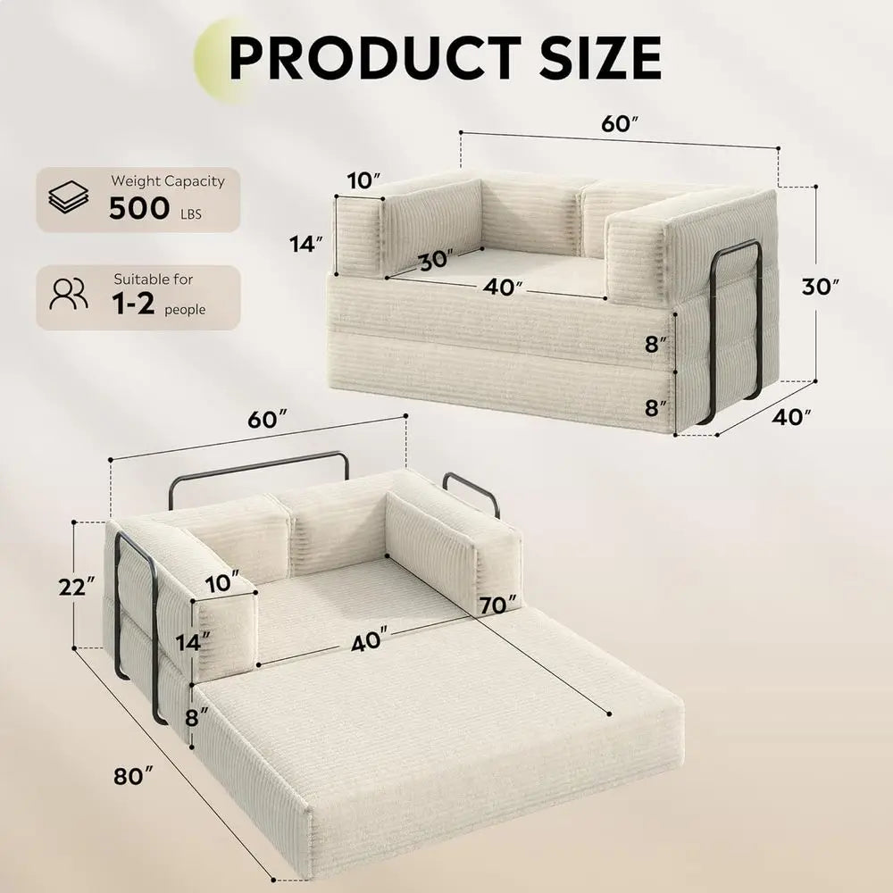 Convertible Corduroy Sleeper Sofa