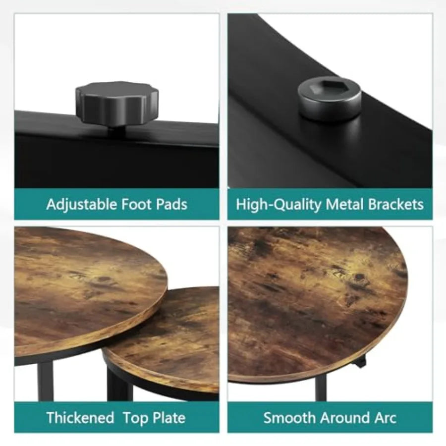 Rustic Round Nesting Table Set