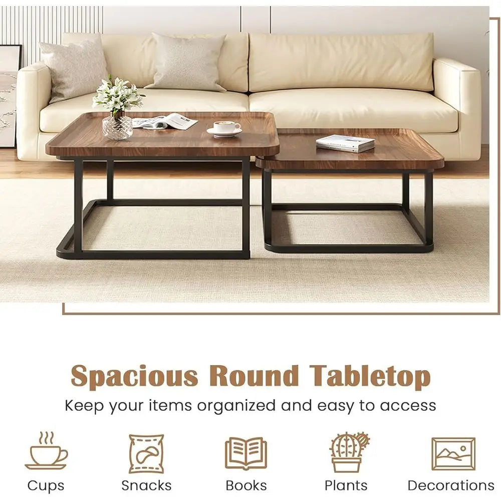 Fluted Square Nesting Table Set