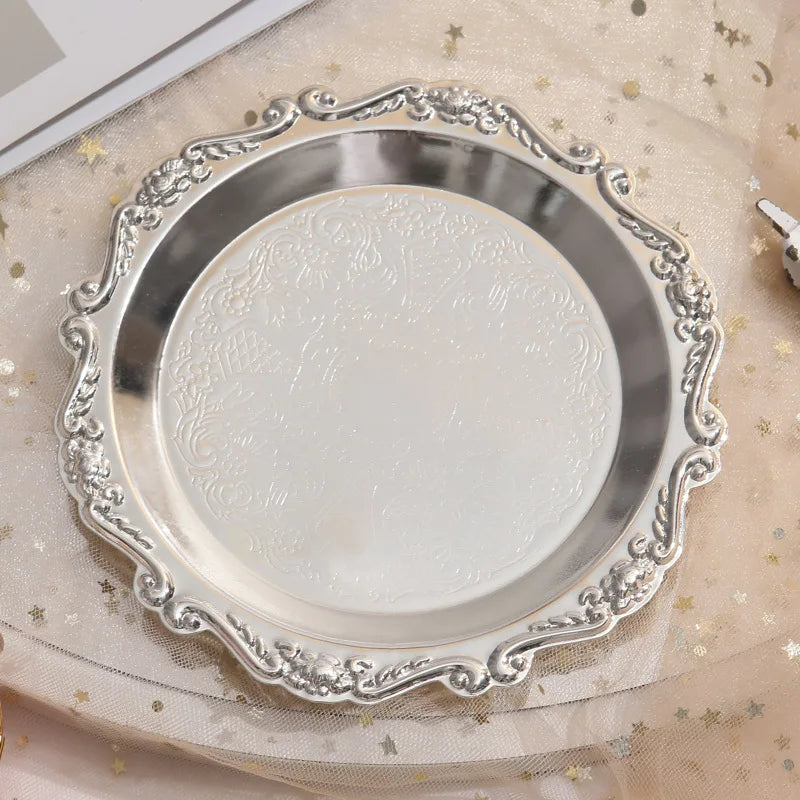 Glossy Metal Decorative Round Tray