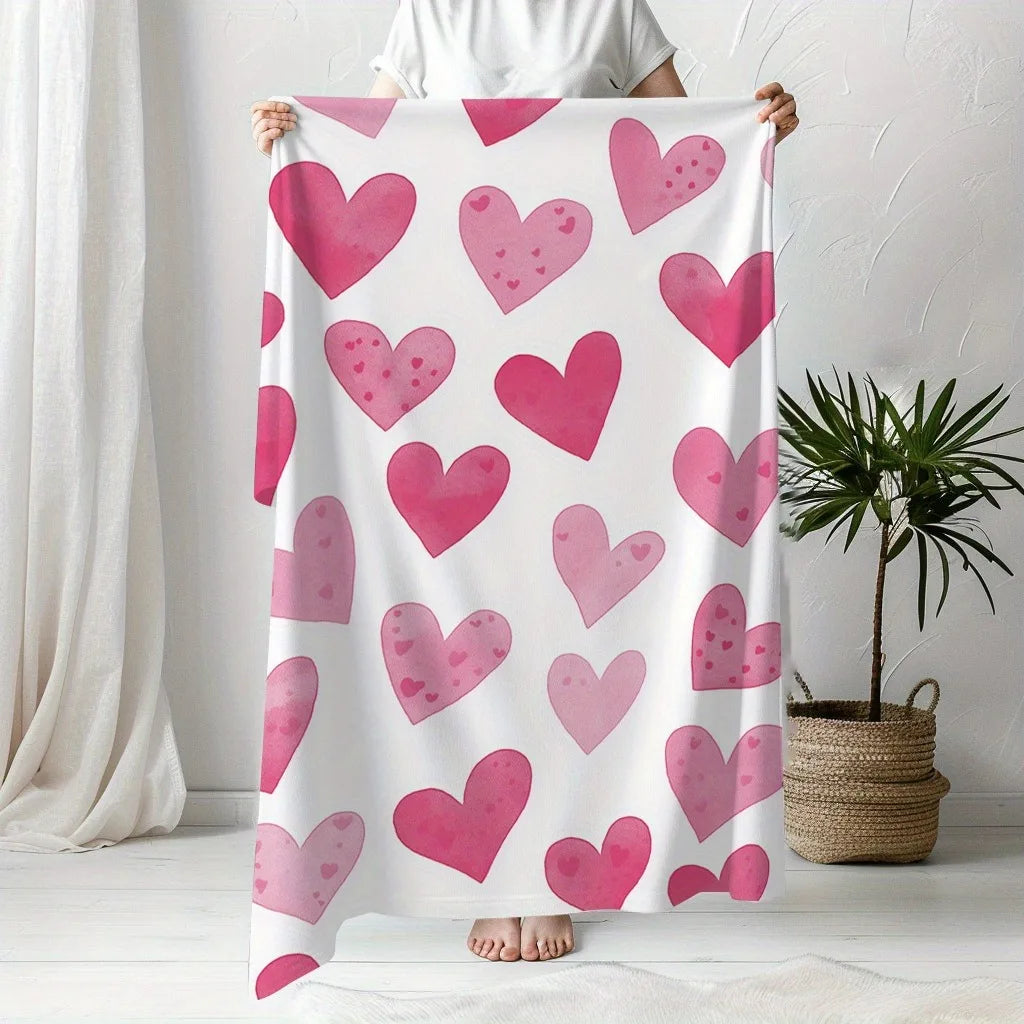 Cozy Heart Stripe Flannel Blanket