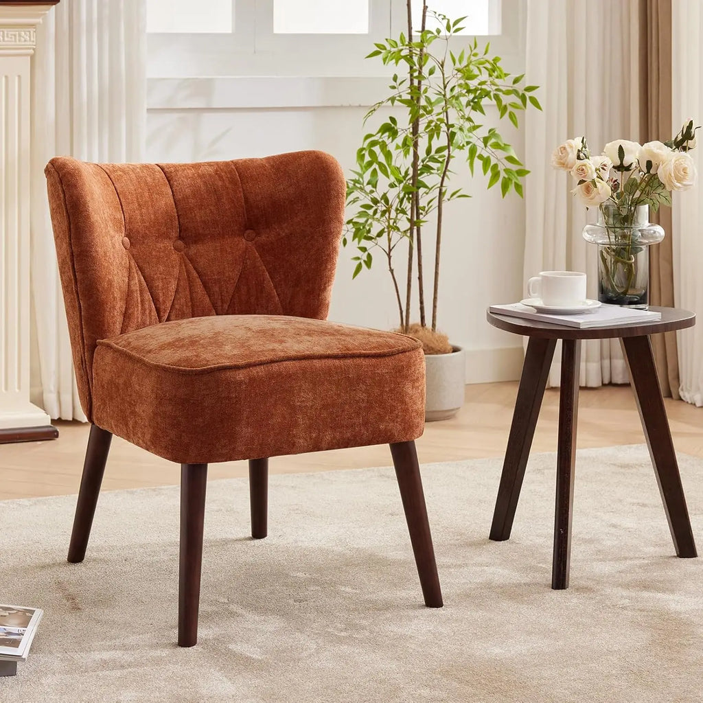 Modern Upholstered Wood Leg Armchair