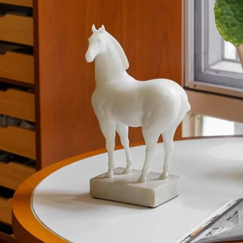 Vintage White Horse Resin Sculpture