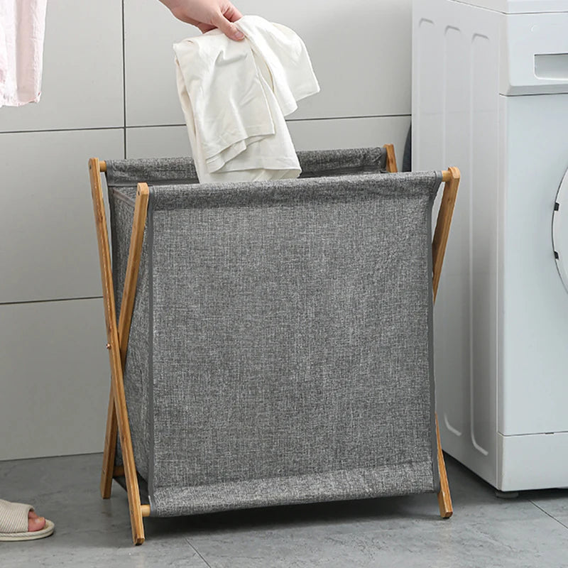 Foldable Bamboo Laundry Basket Organizer