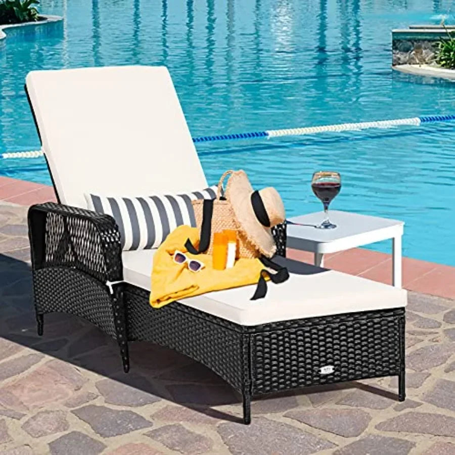 Weather-Resistant Rattan Chaise Lounge
