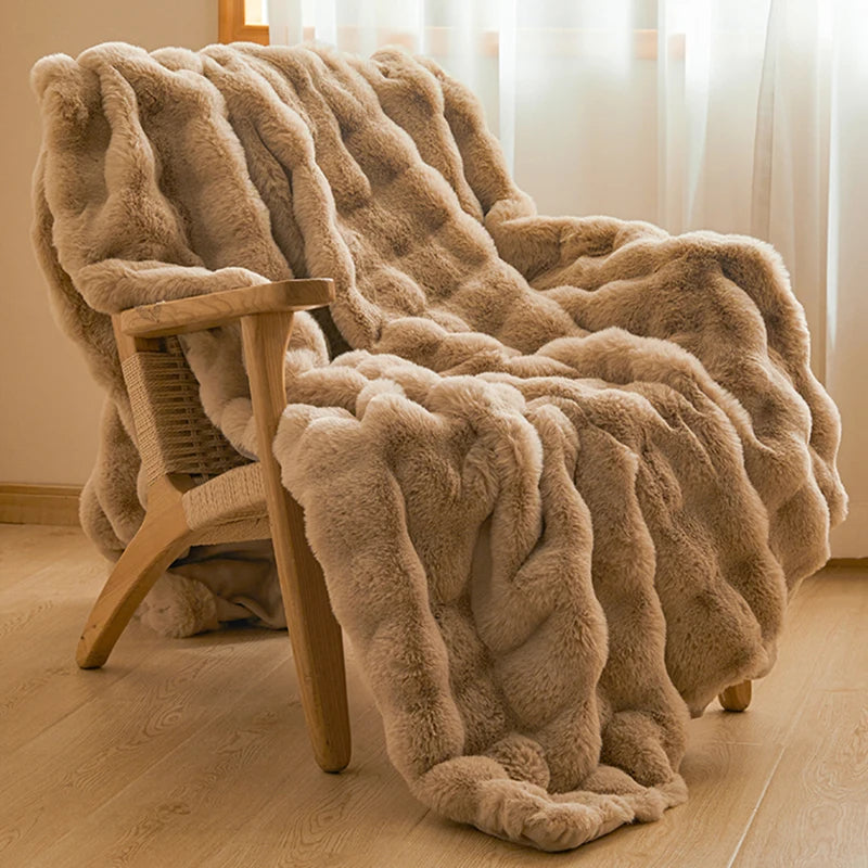 Plush Faux Rabbit Fur Blanket