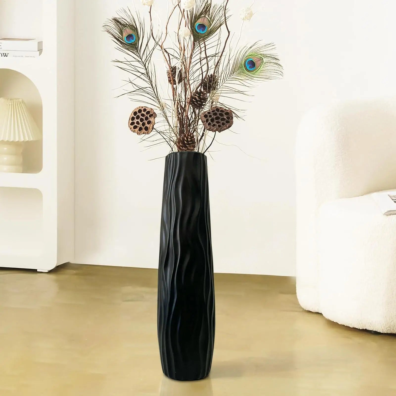 Tall 3D Relief Floor Vase for Home Décor