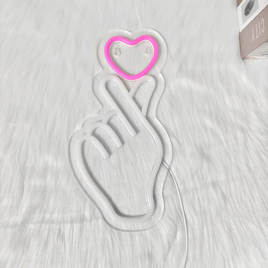 Pink Love Hand Neon Sign