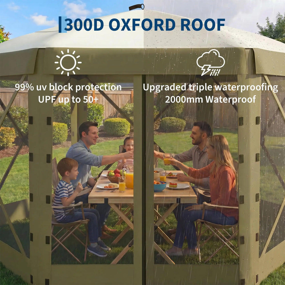 11×11 ft Pop-Up Screen Gazebo with Removable Wind Walls