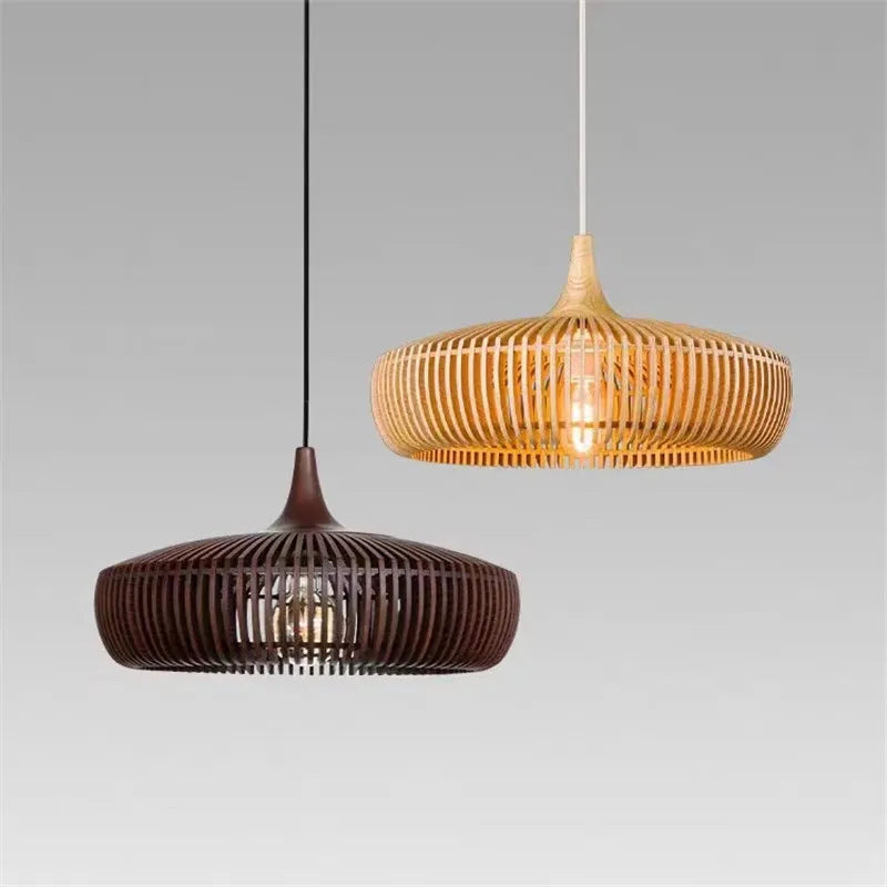 Wabi-Sabi Hollowed Wooden Pendant Light