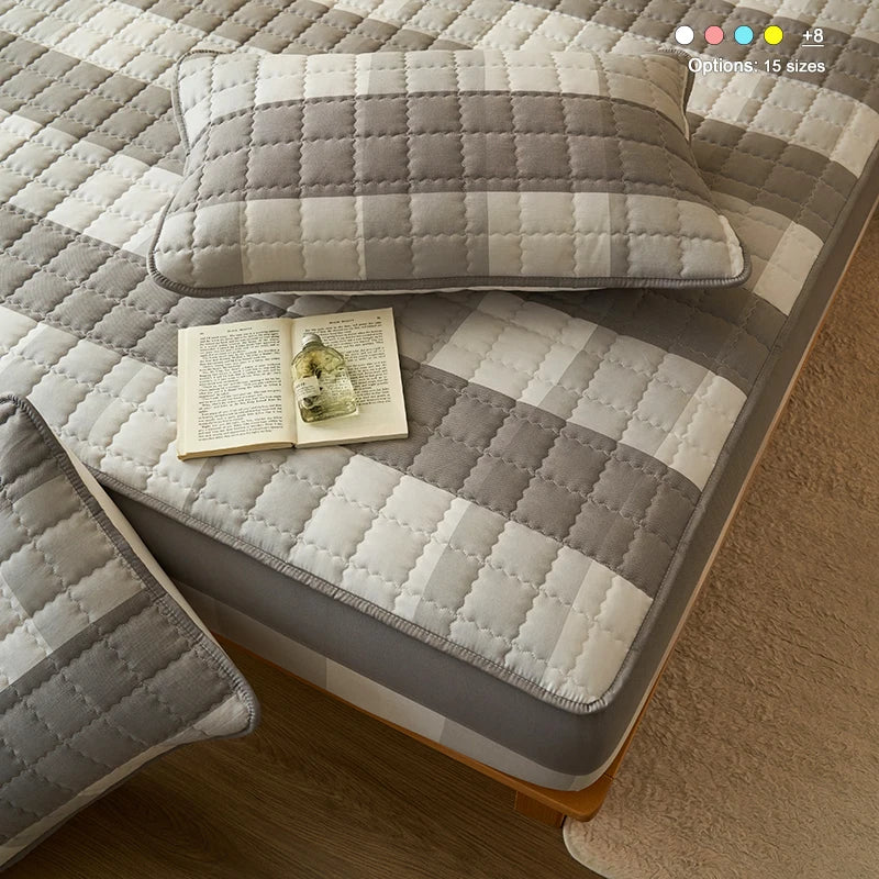 Premium Plaid Quilted Mattress Protector