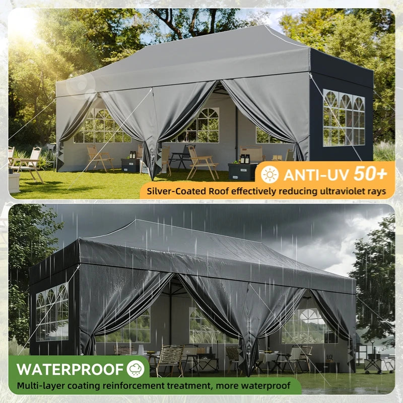 Aoxun 10×20 ft Heavy-Duty Pop-Up Canopy Tent