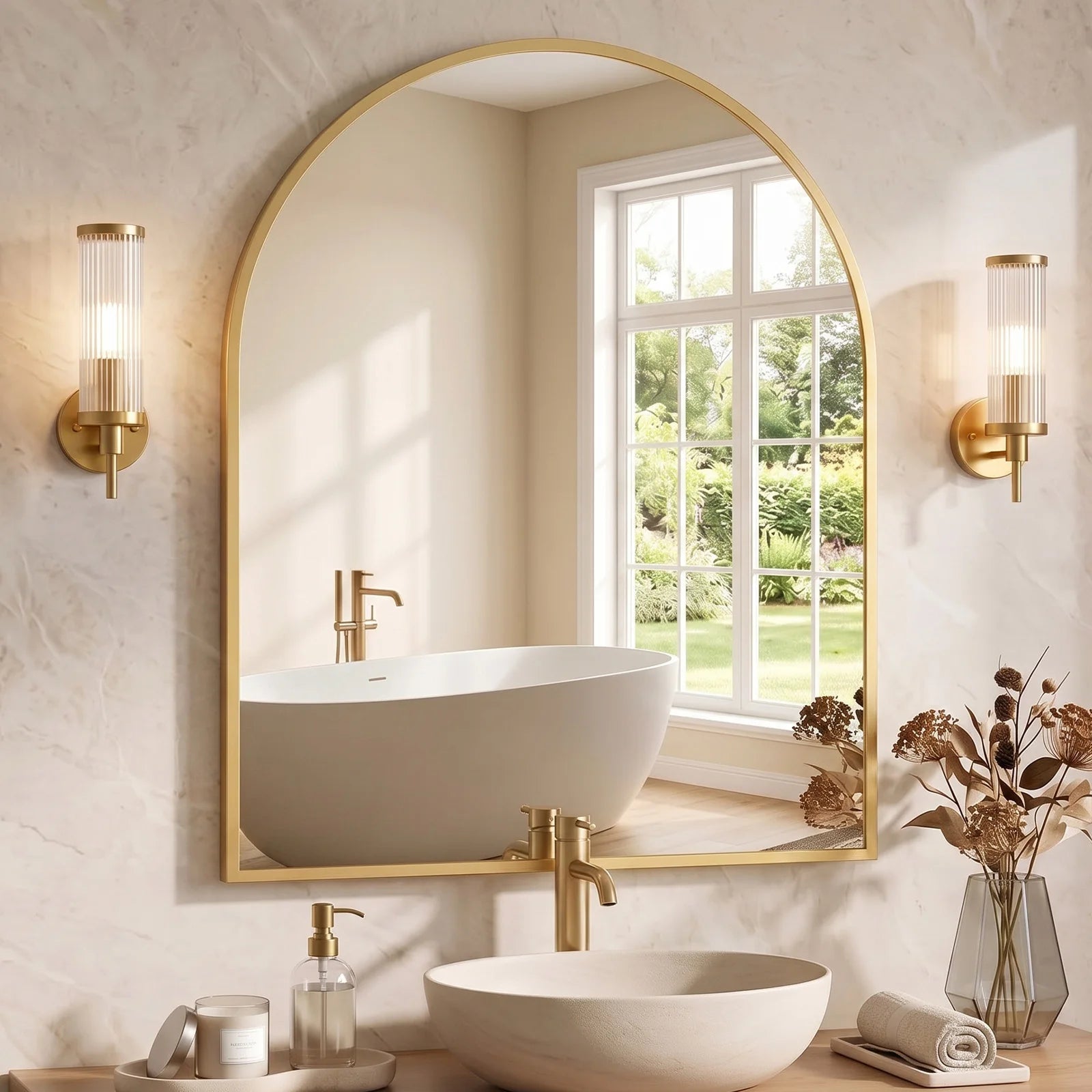 Sleek Arched Aluminum Mirror