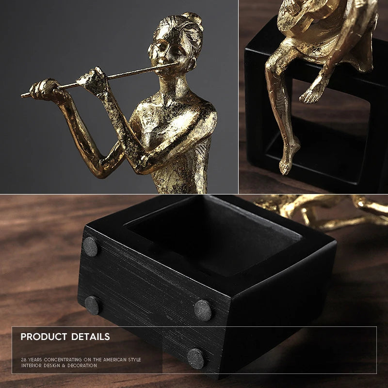 Golden Musician Band Resin Figurines