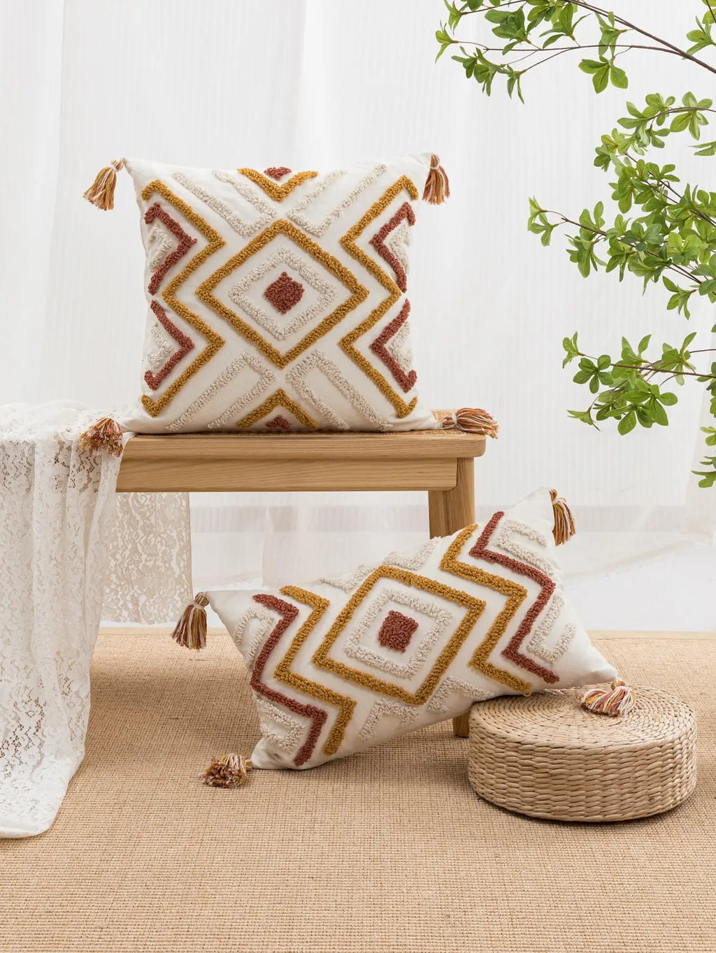 Geometric Bohemian Throw Pillow Cover