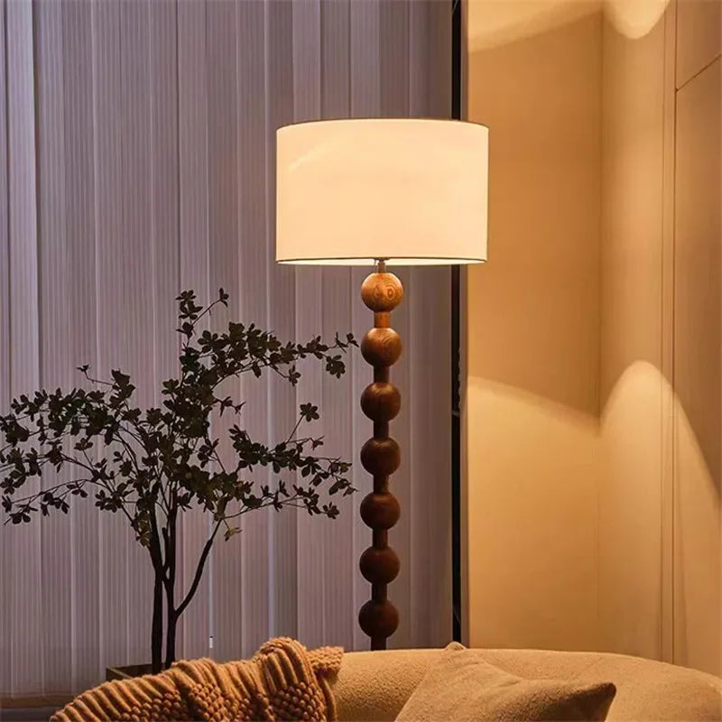 Vintage Art Fabric Wood Lamp