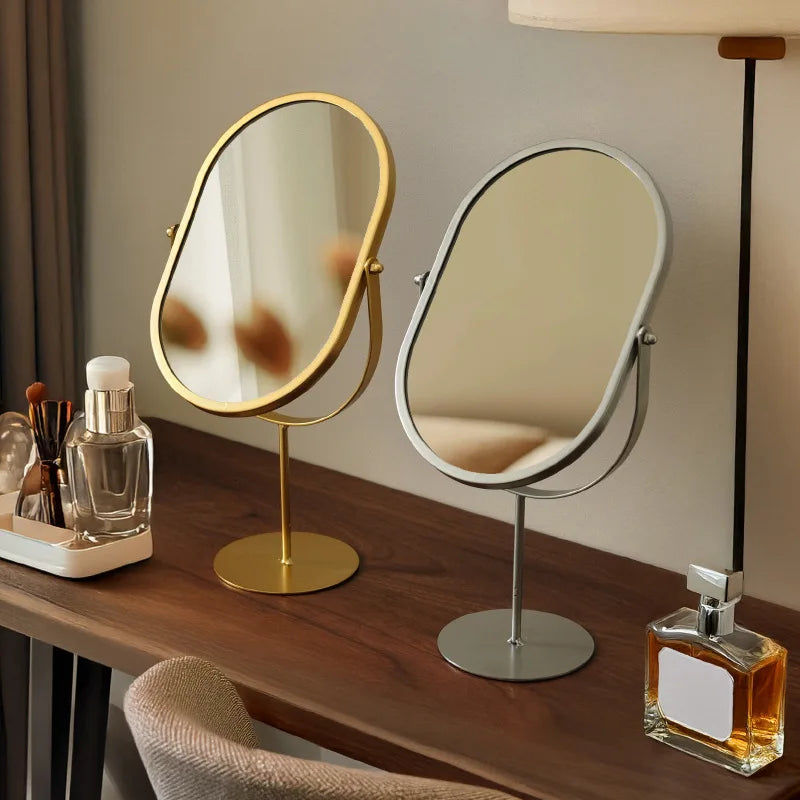 Light-Luxury Oval Wrought-Iron Vanity Mirror
