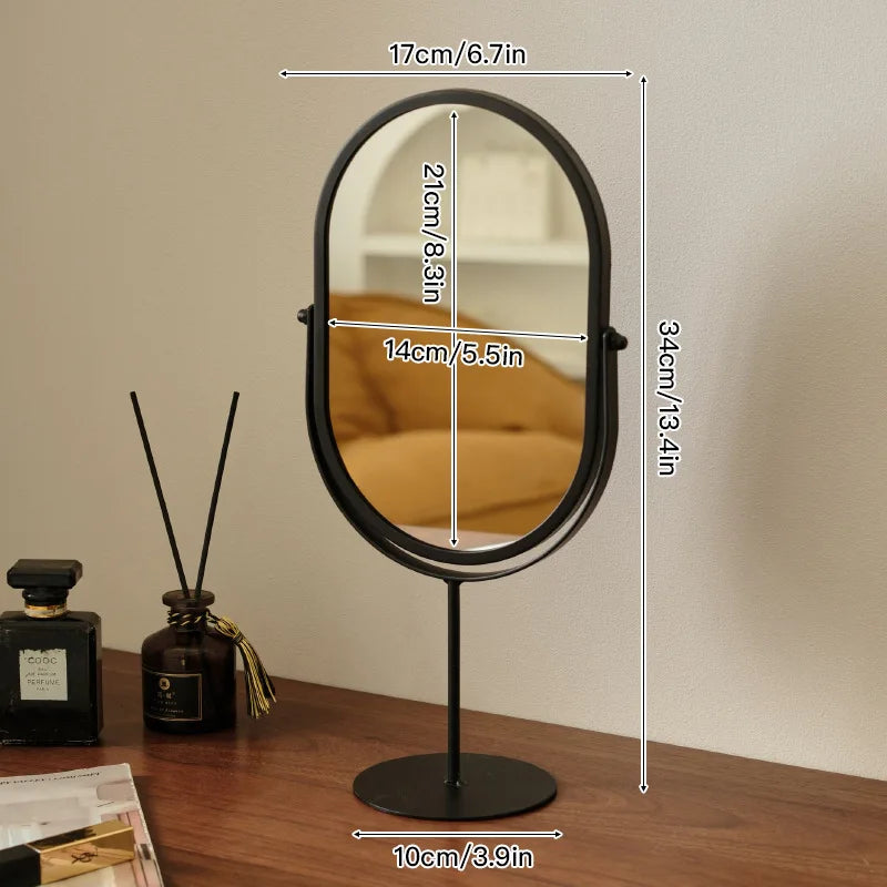 Light-Luxury Oval Wrought-Iron Vanity Mirror
