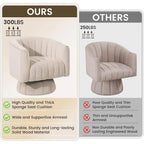 Beige Velvet Swivel Barrel Chair