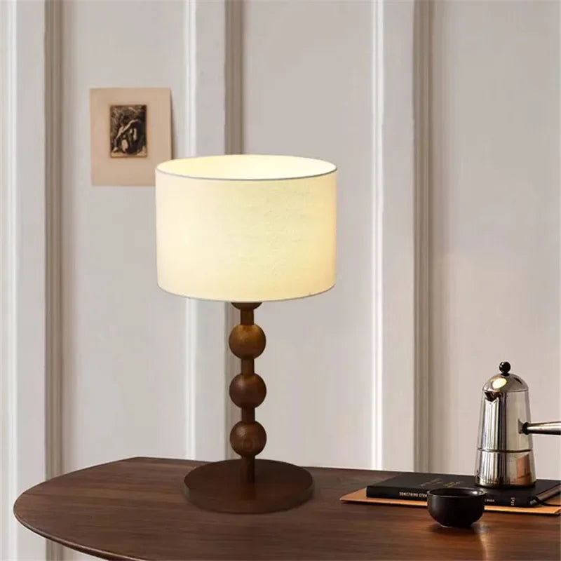 Vintage Art Fabric Wood Lamp