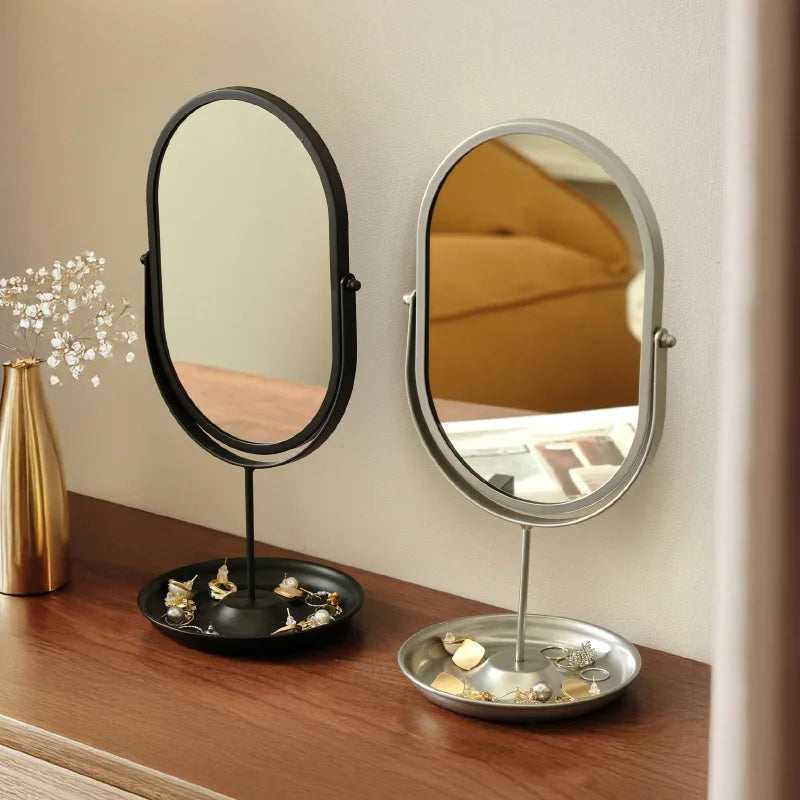 Light-Luxury Oval Wrought-Iron Vanity Mirror