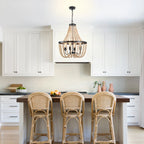 Boho Wood Bead Dimmable Chandelier