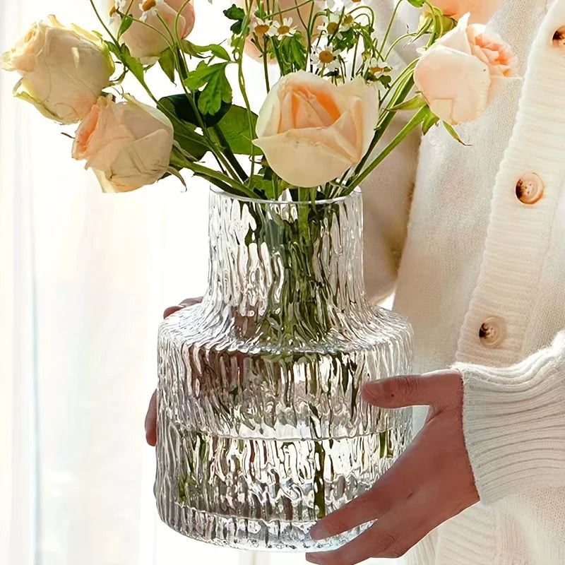 Handmade Glacier Textured Glass Vase
