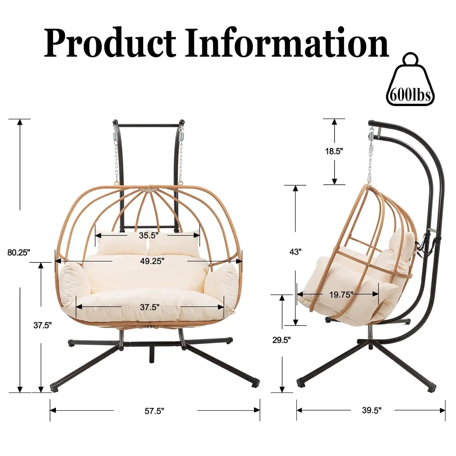 Oversized 2-Person Egg Swing Chair