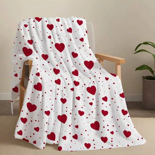 Cozy Heart-Print Plush Blanket