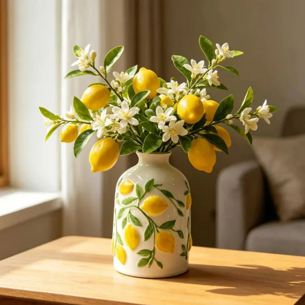 Elegant Ceramic Lemon Flower Vase