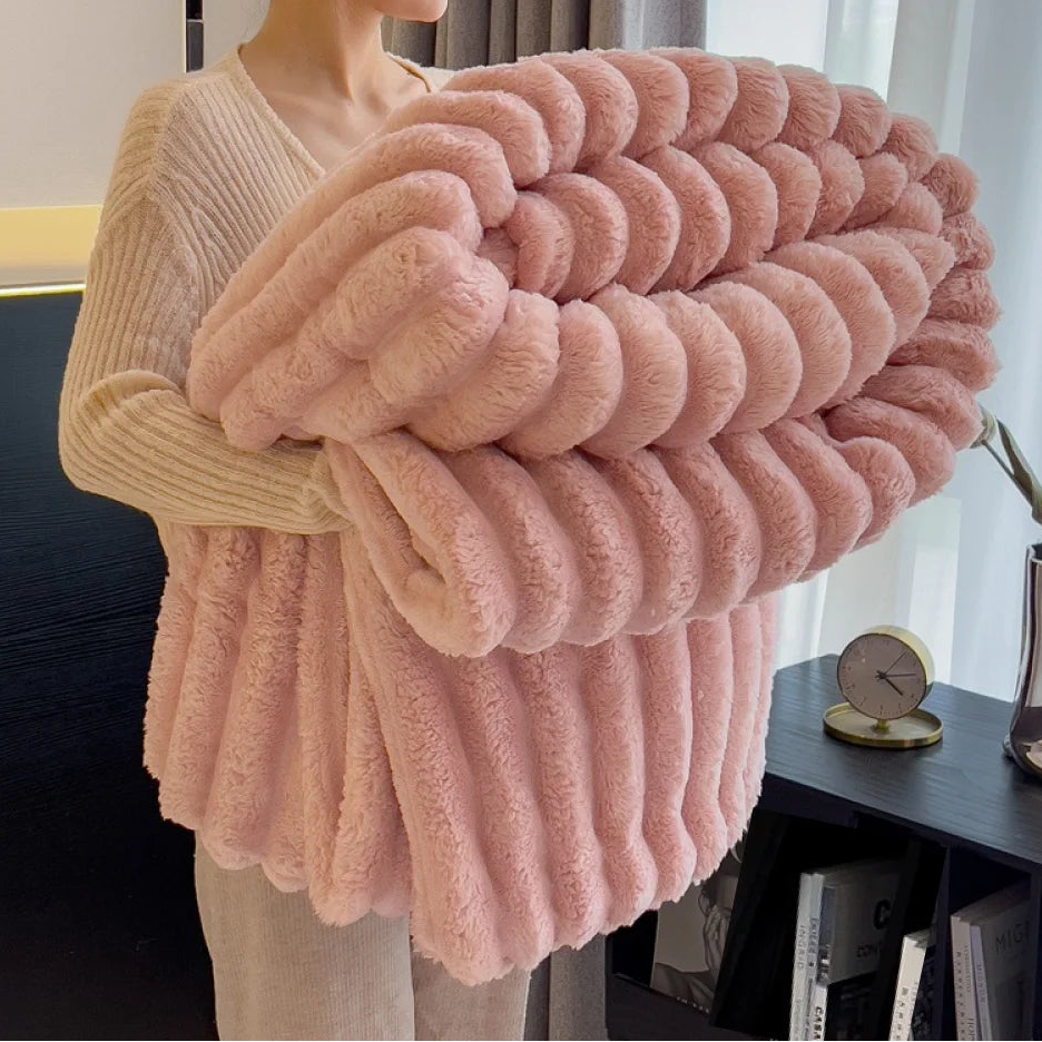 Soft Striped Fleece Throw Blanket