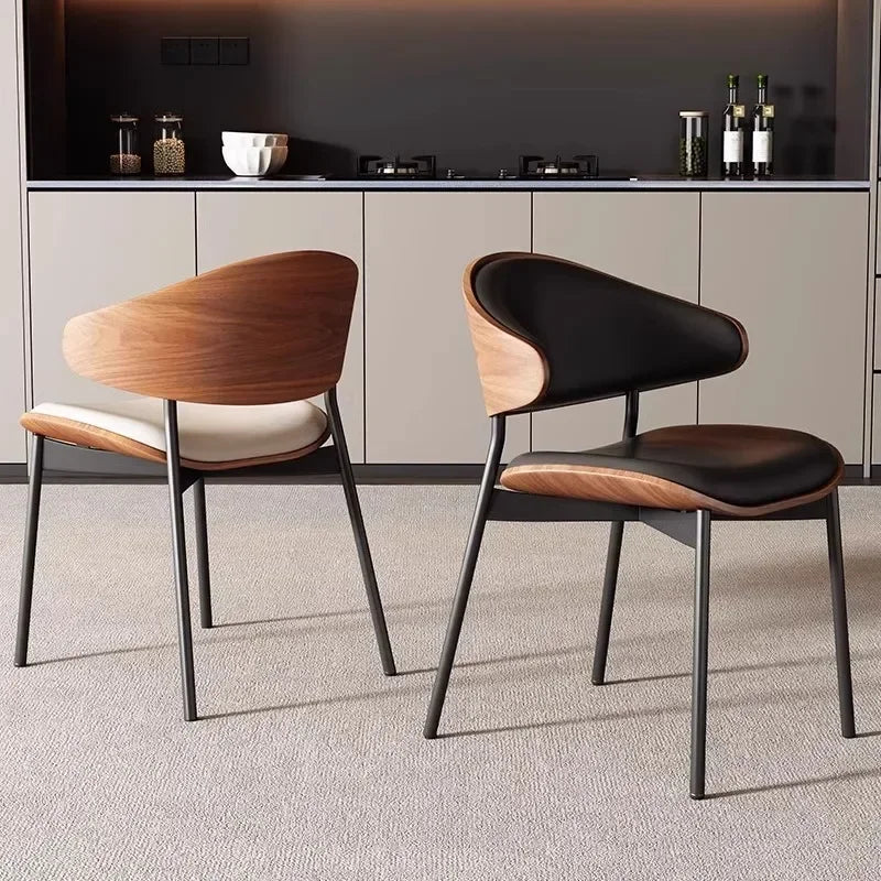 Genuine Leather Walnut Dining Chair