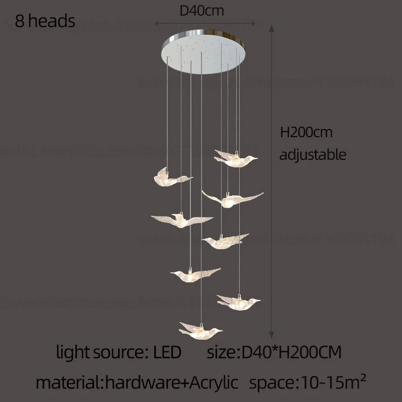 LED Bird Pendant Chandelier