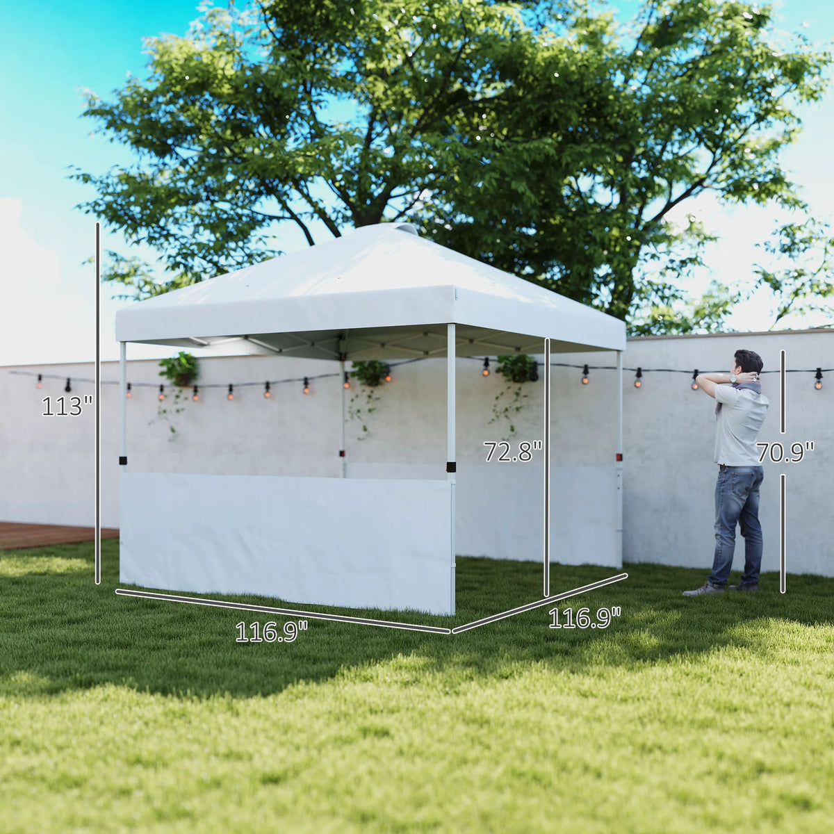 10×10 ft Pop-Up Canopy Tent with 2 Half Sidewalls
