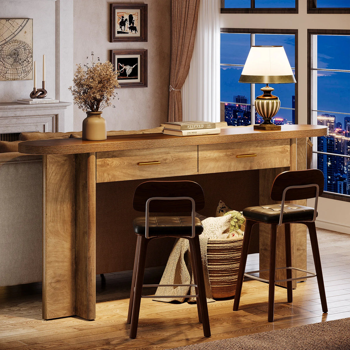 Farmhouse Console Table With Drawers