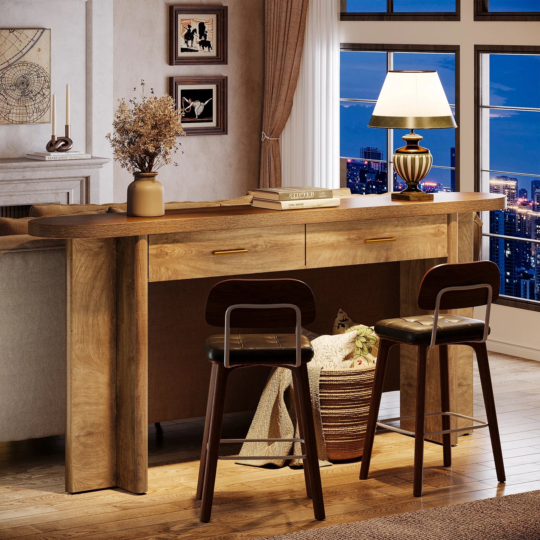 Farmhouse Console Table With Drawers