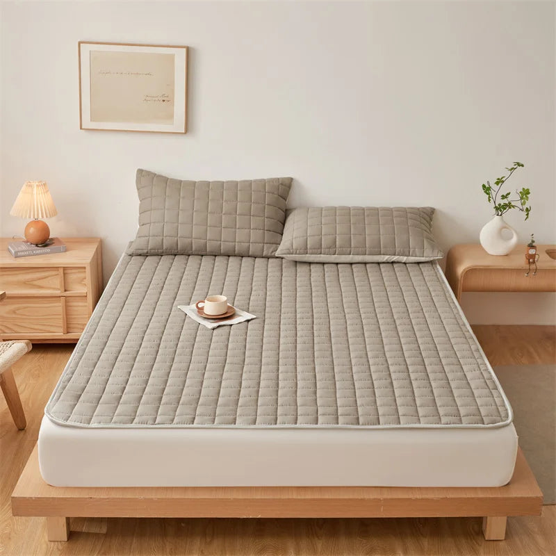 Solid Color Quilted Mattress Topper Pad