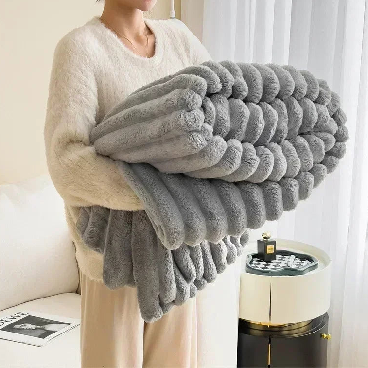 Fluffy Faux Fur Throw Blanket