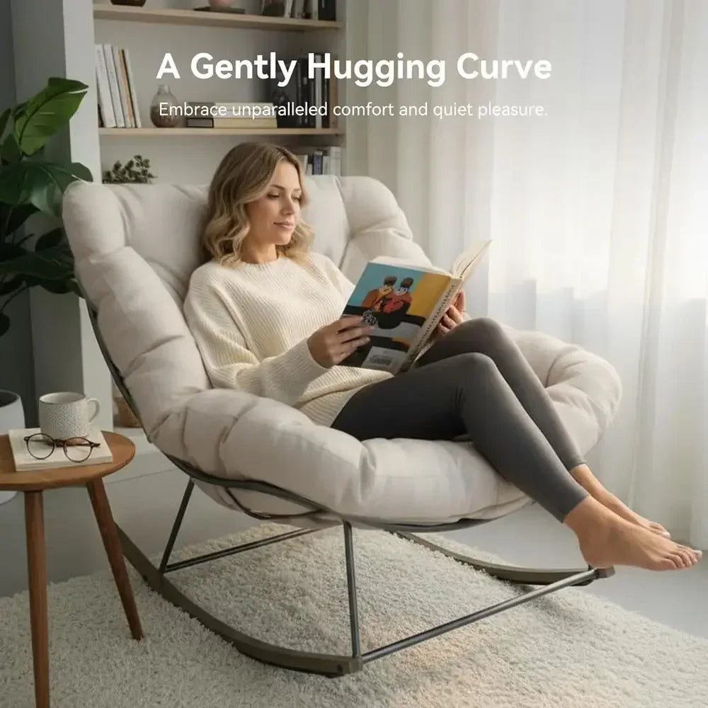Beige Egg-Shaped Papasan Rocker
