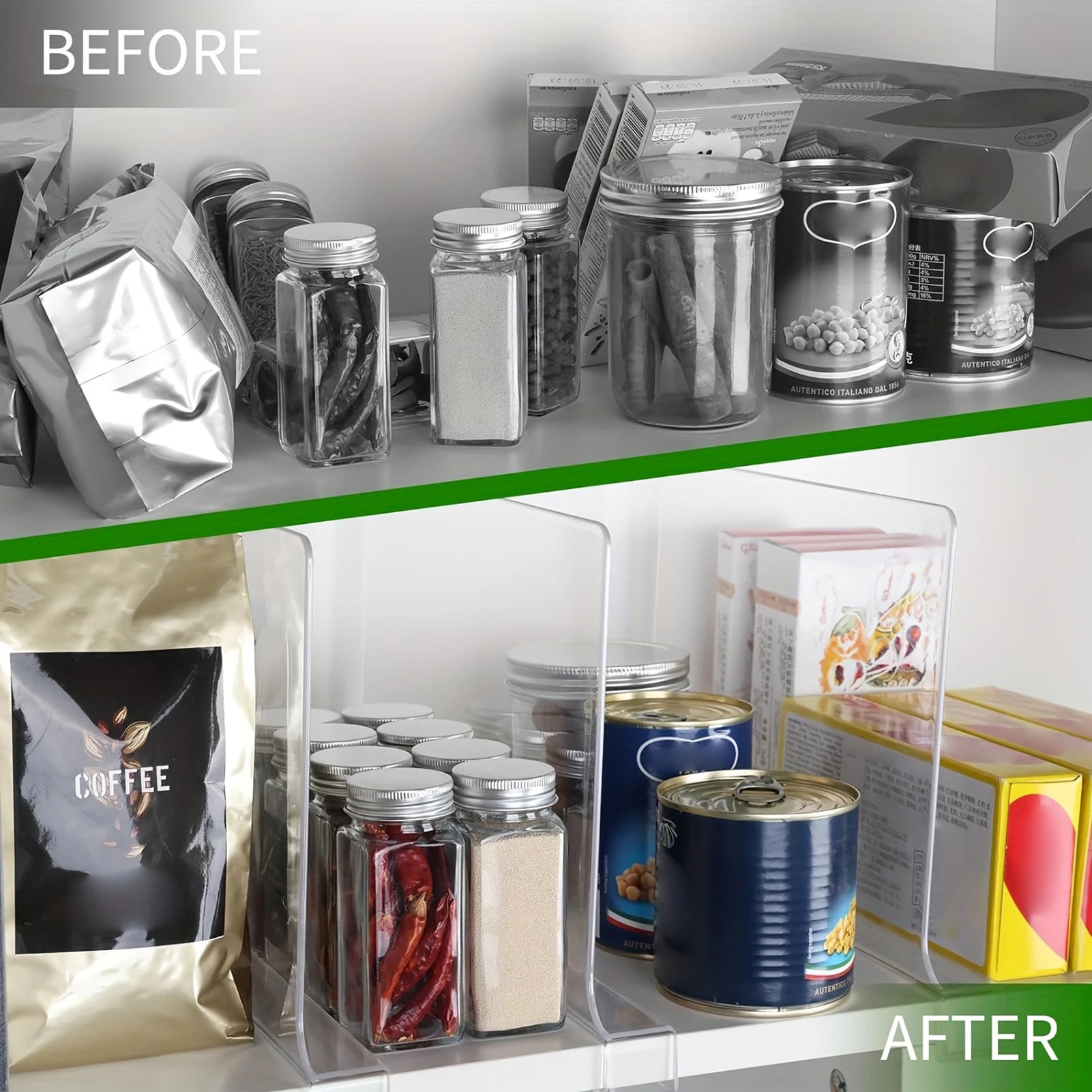 No-Drill Clear Acrylic Shelf Dividers