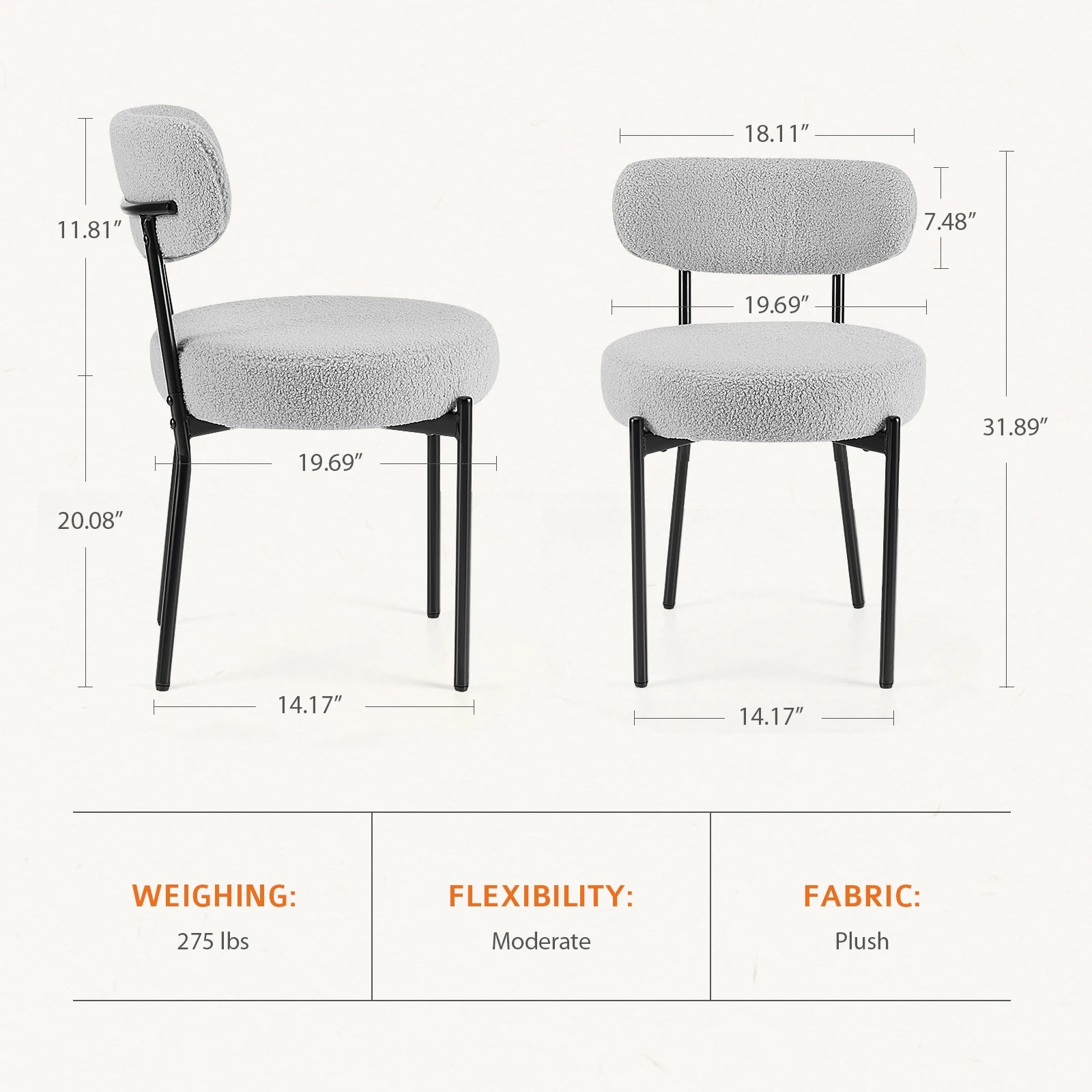 Ergonomic Round Dining Chairs Set