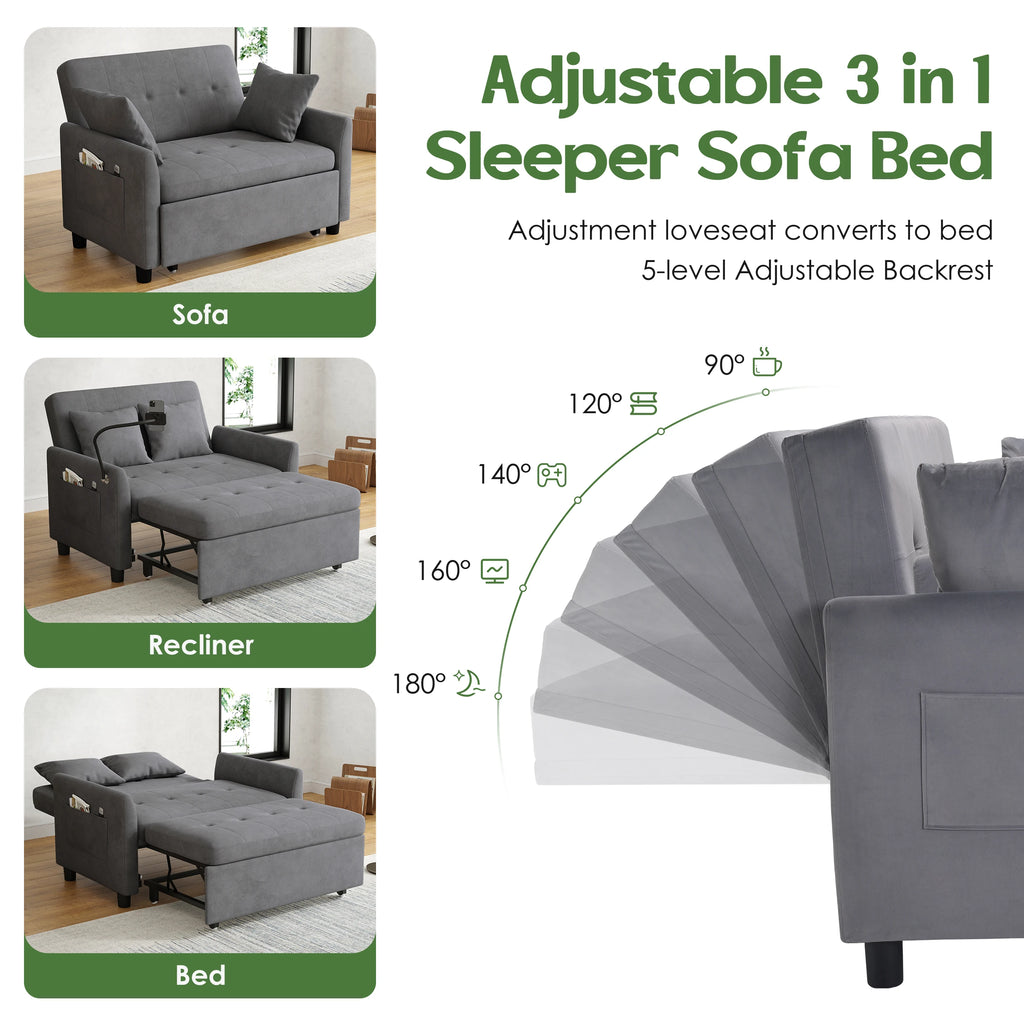 46.5" Convertible Sleeper Loveseat