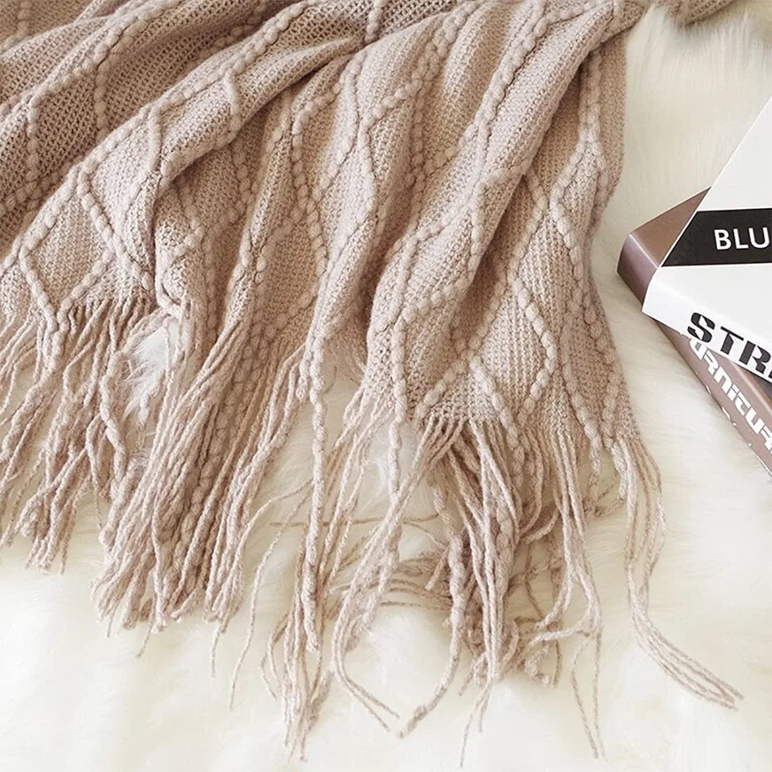 Oversized Boho Knit Throw Blanket