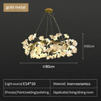 Ceramic Gingko Leaf Chandelier