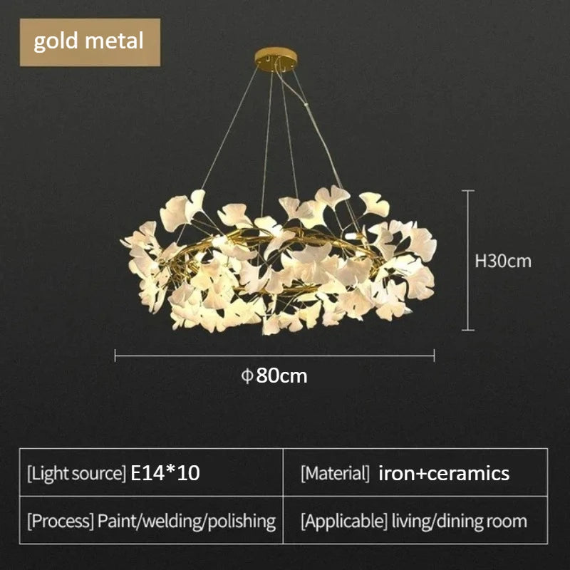 Ceramic Gingko Leaf Chandelier