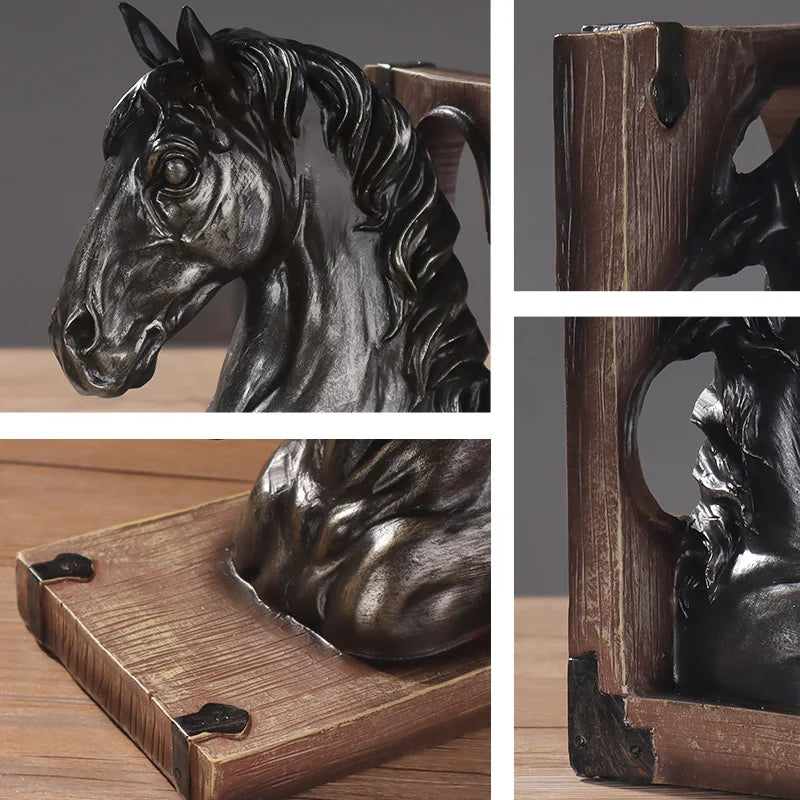 Retro Horse Head Bookend Decor