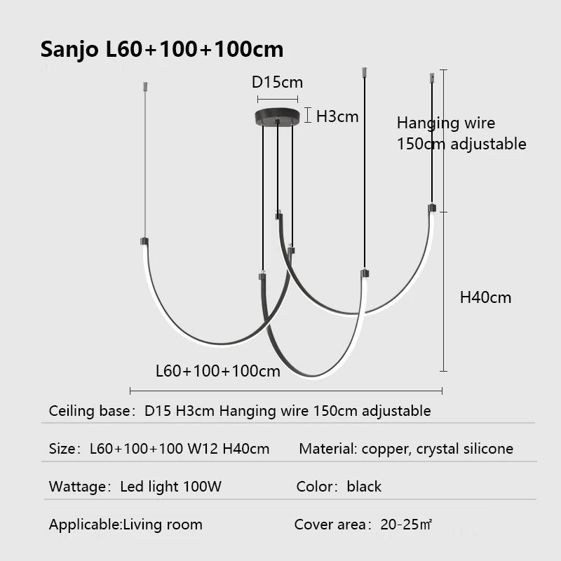 Nordic Minimalist Copper Line Chandelier