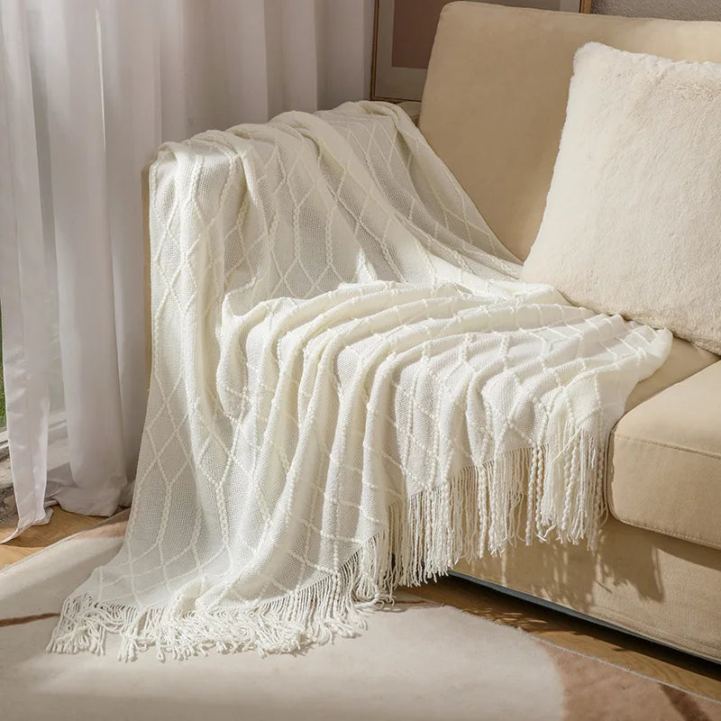Oversized Boho Knit Throw Blanket
